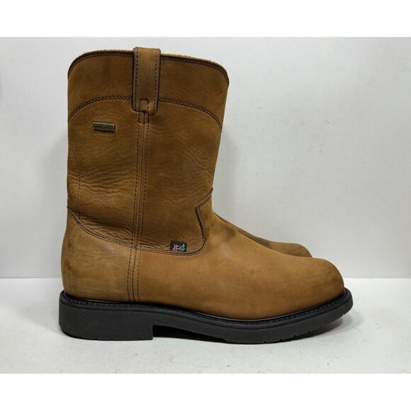 Justin Boots Gore Tex 6604 Original Work Boot Mens 14 D Conductor Brown Farm - Picture 1 of 10